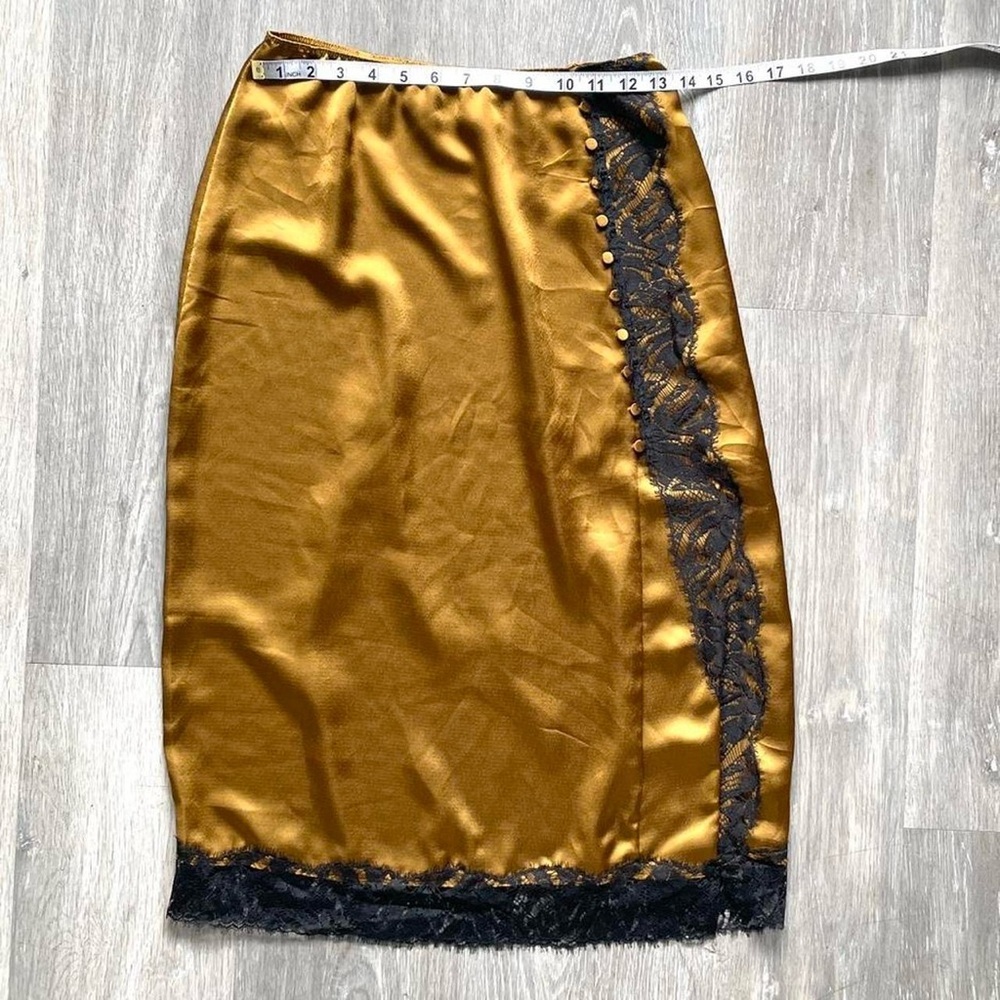 Victoria’s Secret Satin Lace Trim Midi pencil Skirt – Gold & Black - Picture 6 of 7